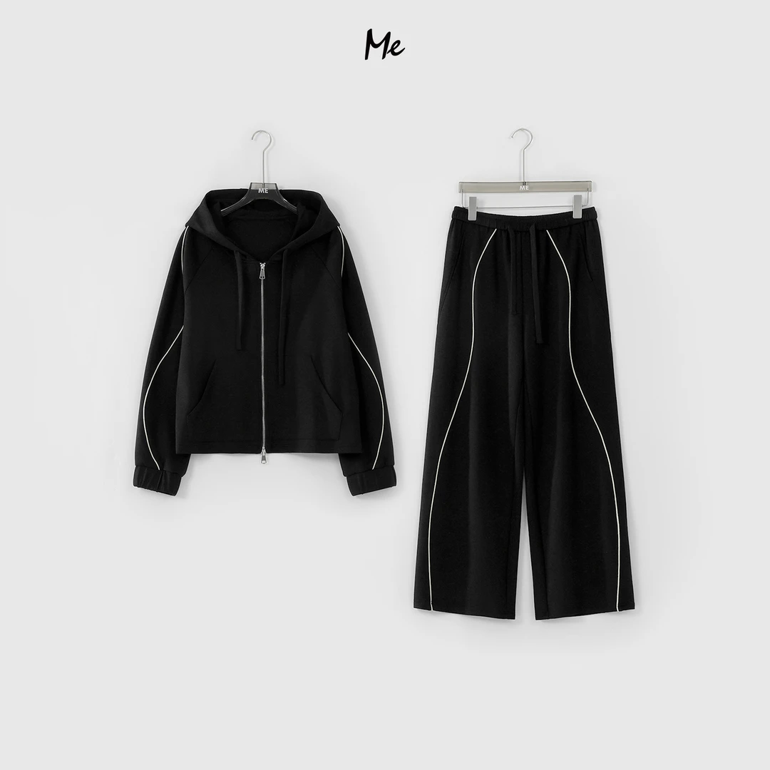 ME【波浪线套装】新款轻奢极简百搭宽松显瘦两件套MEQS5777