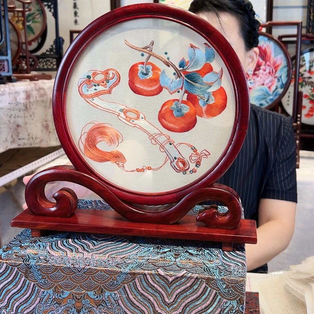 织绣苏绣摆台红木手工