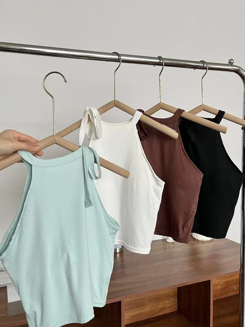 性感辣妹系带挂脖背心女夏季新款纯欲显瘦内搭外穿无袖打底上衣