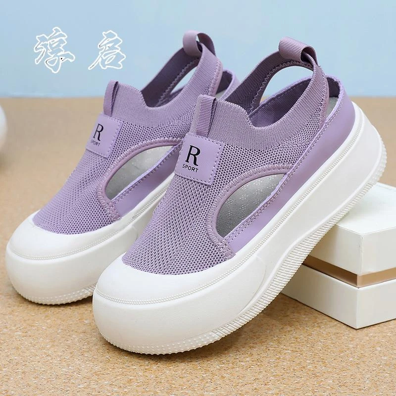 淳启韩版厚底凉鞋夏季镂空新款透气厚底休闲网鞋时尚松糕运动板鞋