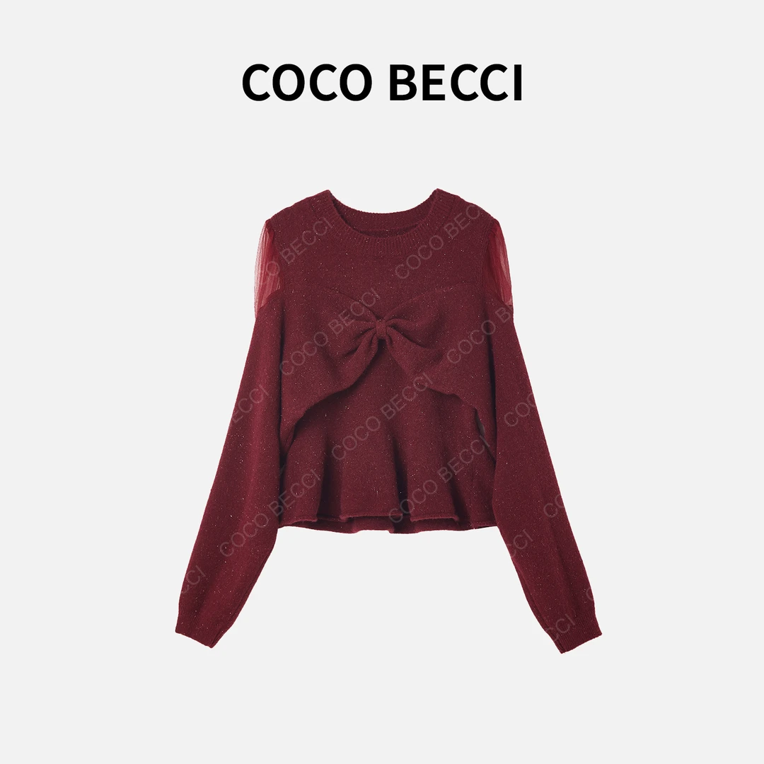 COCO BECCI【小浪漫】蝴蝶结氛围精致针织毛衣YT24YW330012