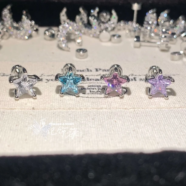 钛钢锆石耳饰 MAW 星星岛/钛钢星星简约百搭耳钉耳骨钉