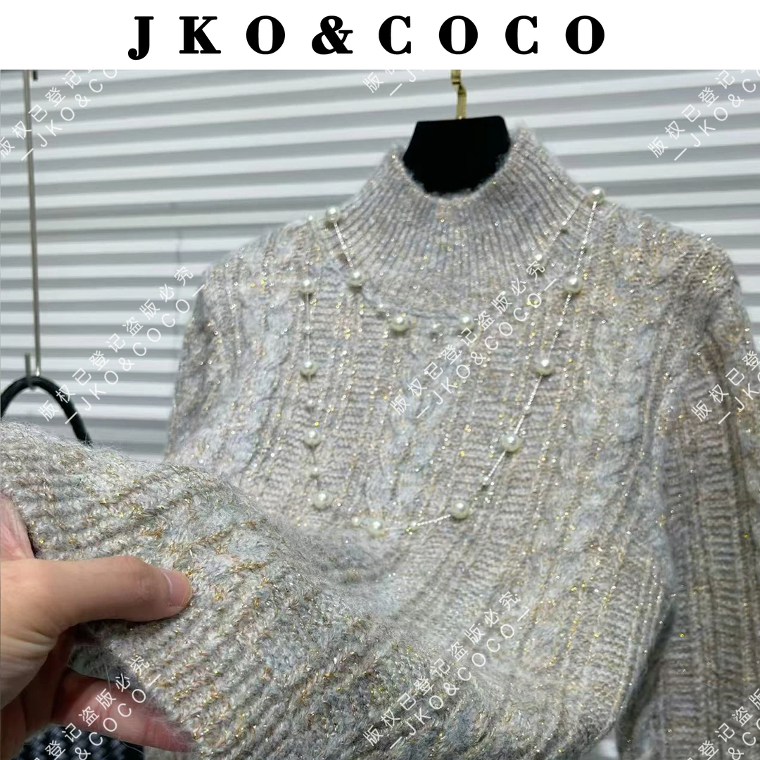 JKO&COCO【银雾鎏星】保暖系列进口水晶纱百搭混羊毛针织衫长袖
