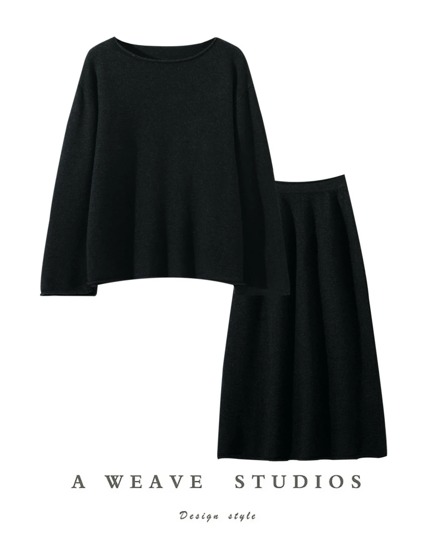 卷边上衣➕羊绒散裙 rzy 2060 显瘦气质潮牌时尚