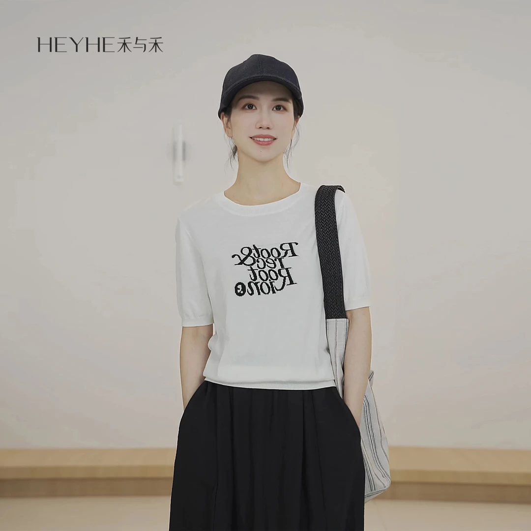 小禾【再生】高定61/3莱赛尔亚麻原创极简字母针织圆领25SS16