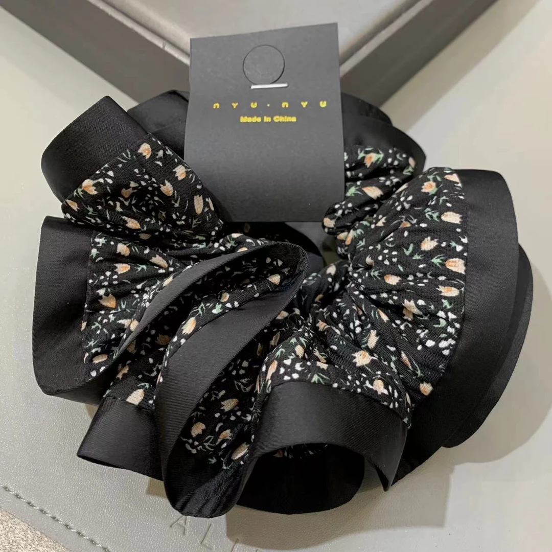 新中式复古碎花双层大肠发圈女气质低马尾发绳扎头发头绳皮筋头花