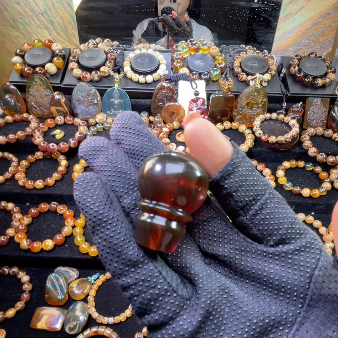 琥珀未镶嵌手串三通26