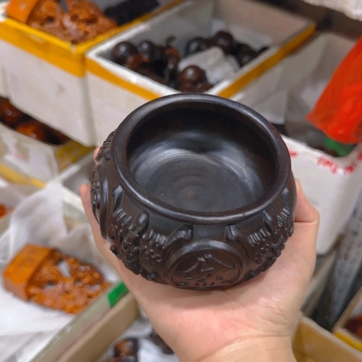 木黑檀木15碗聚宝盆一个