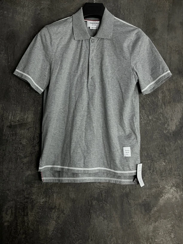 全新未使用 THOMBROWNE 1码*1/灰白拼色polo短袖/02259