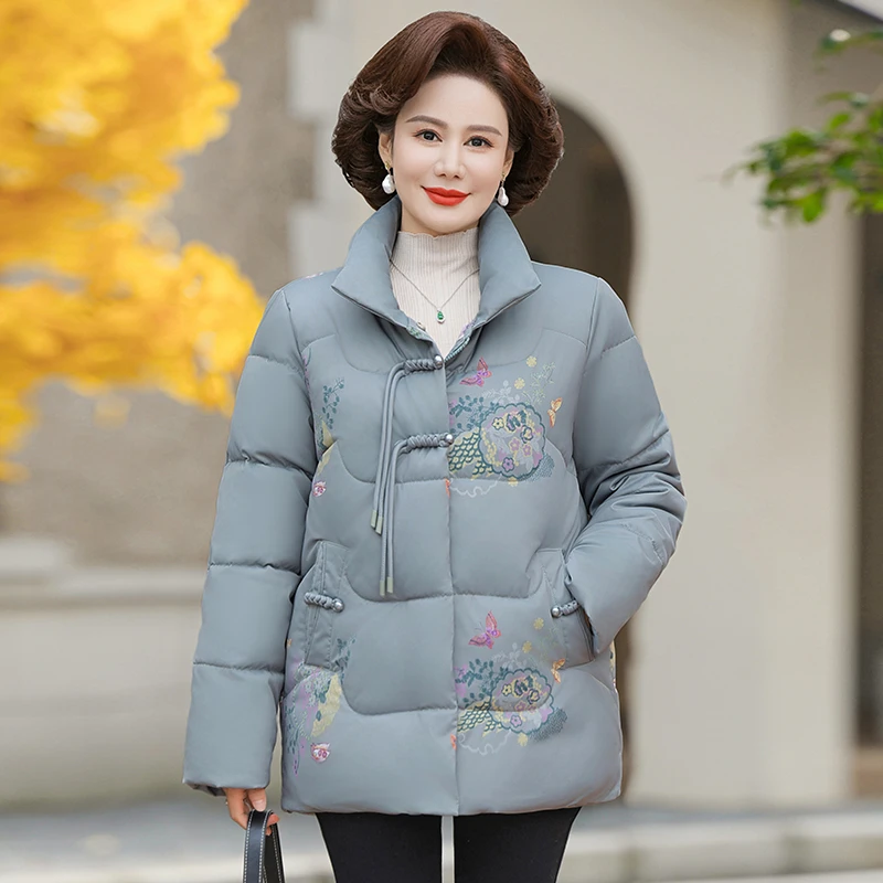 中老年人女妈妈装加绒保暖冬季棉衣外套阔太太洋气奶奶装棉袄衣服