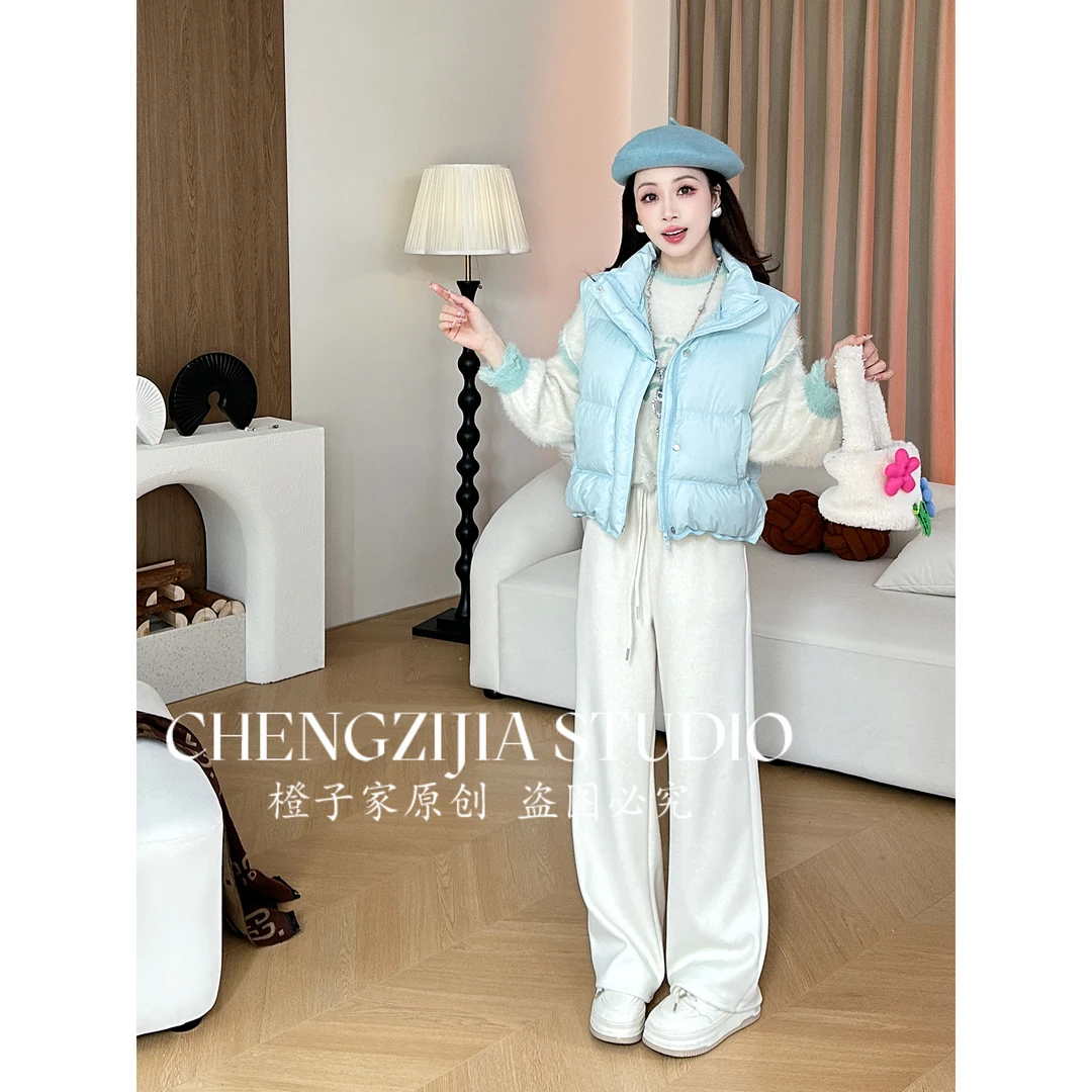 【裴诗婷】MJ00028羽绒百搭纯色简约保暖马甲05