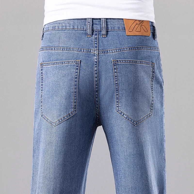高端莱赛尔薄款百搭男士牛仔裤夏季新款时尚潮流休闲简约直筒裤子