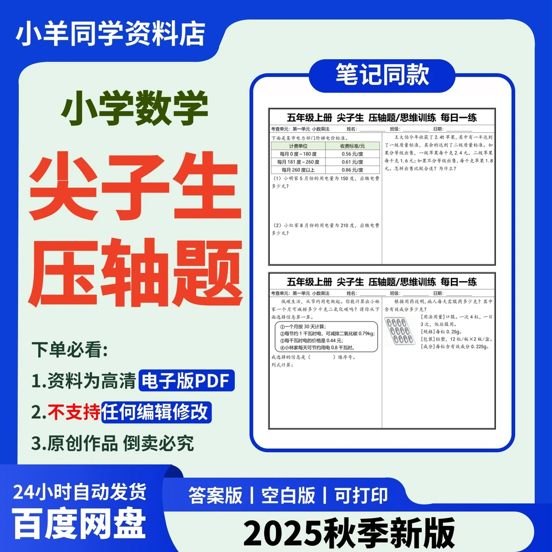 2025秋版丨小学数学尖子生压轴题思维训练专项练习【电子版】031