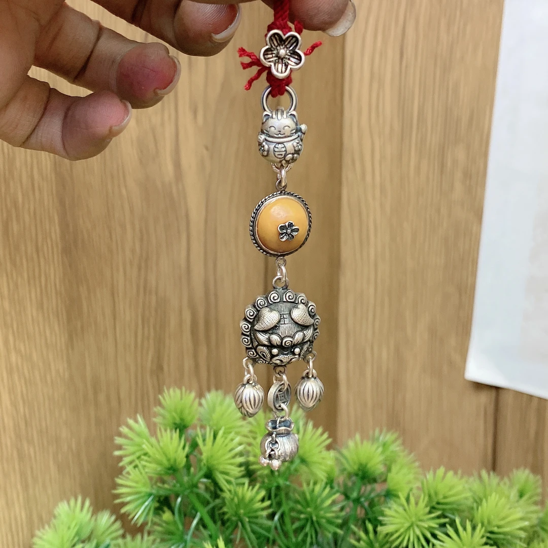 925银银制品 英英手工錾刻银手机链