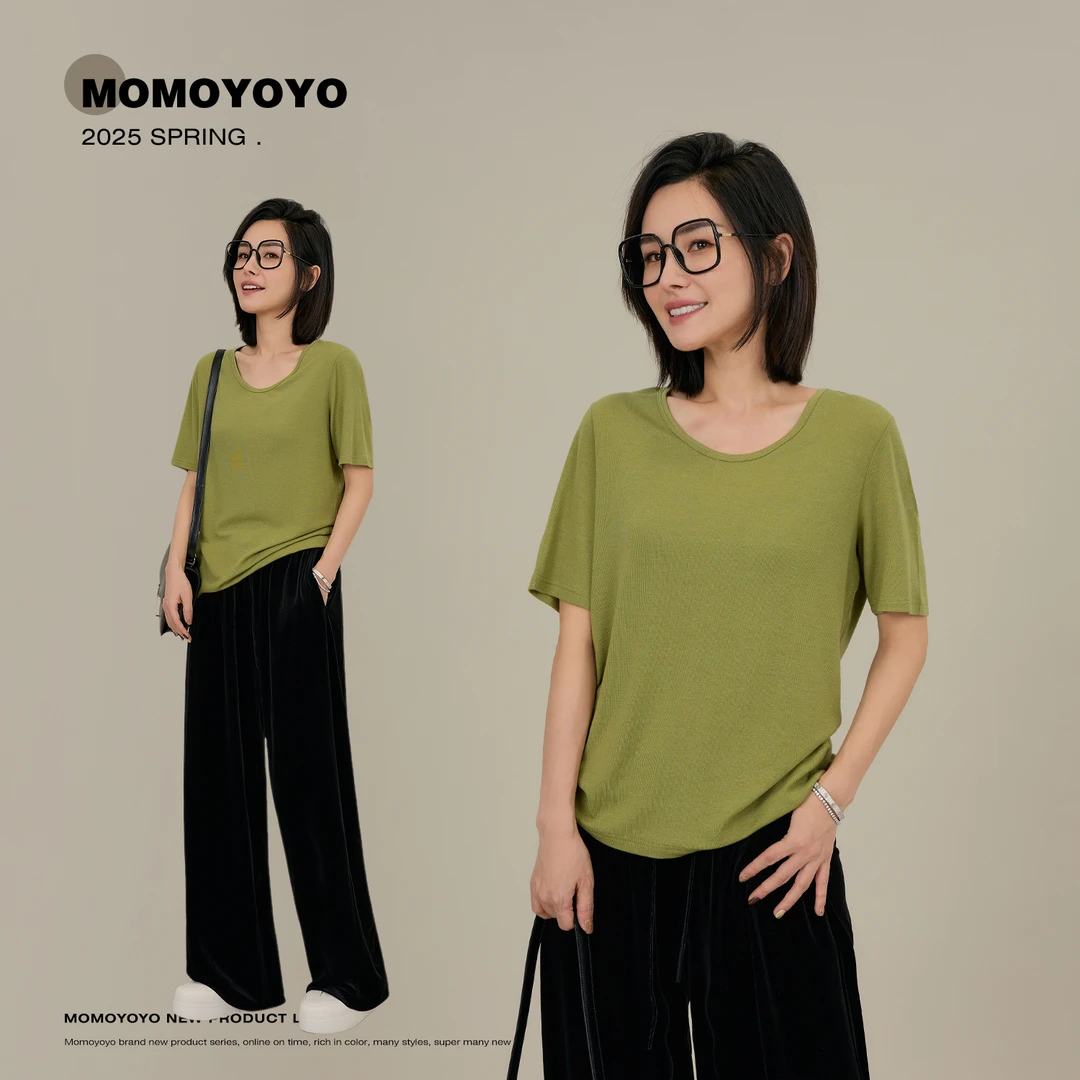 辰辰妈【小心机】女童天丝羊毛夏季轻薄透气百搭显瘦短袖上衣7629DM