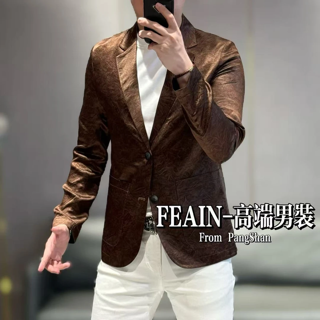 高端定制进口醋酸全手工掐丝法琅错金工艺立体裁剪小西装8607