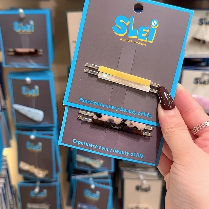 黄色和豹纹碎发夹两对