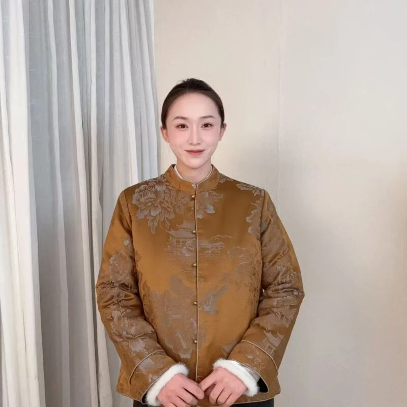 【金玉】2025新款国风新中式织金提花棉服外套-blq