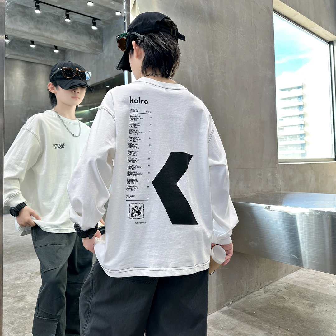 童装儿童秋款白色长袖T恤中大童男童秋季新款百搭内搭衣服秋装潮