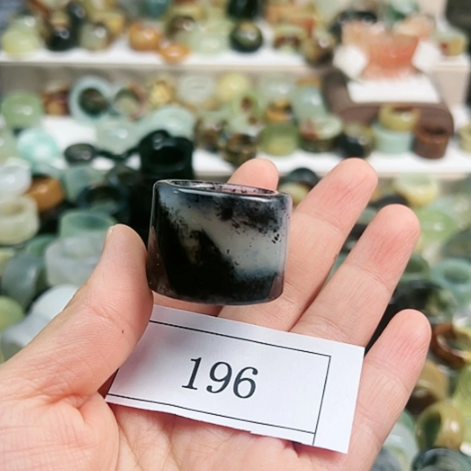 【闪购商品】蛇纹石玉戒指未镶嵌蓝**云