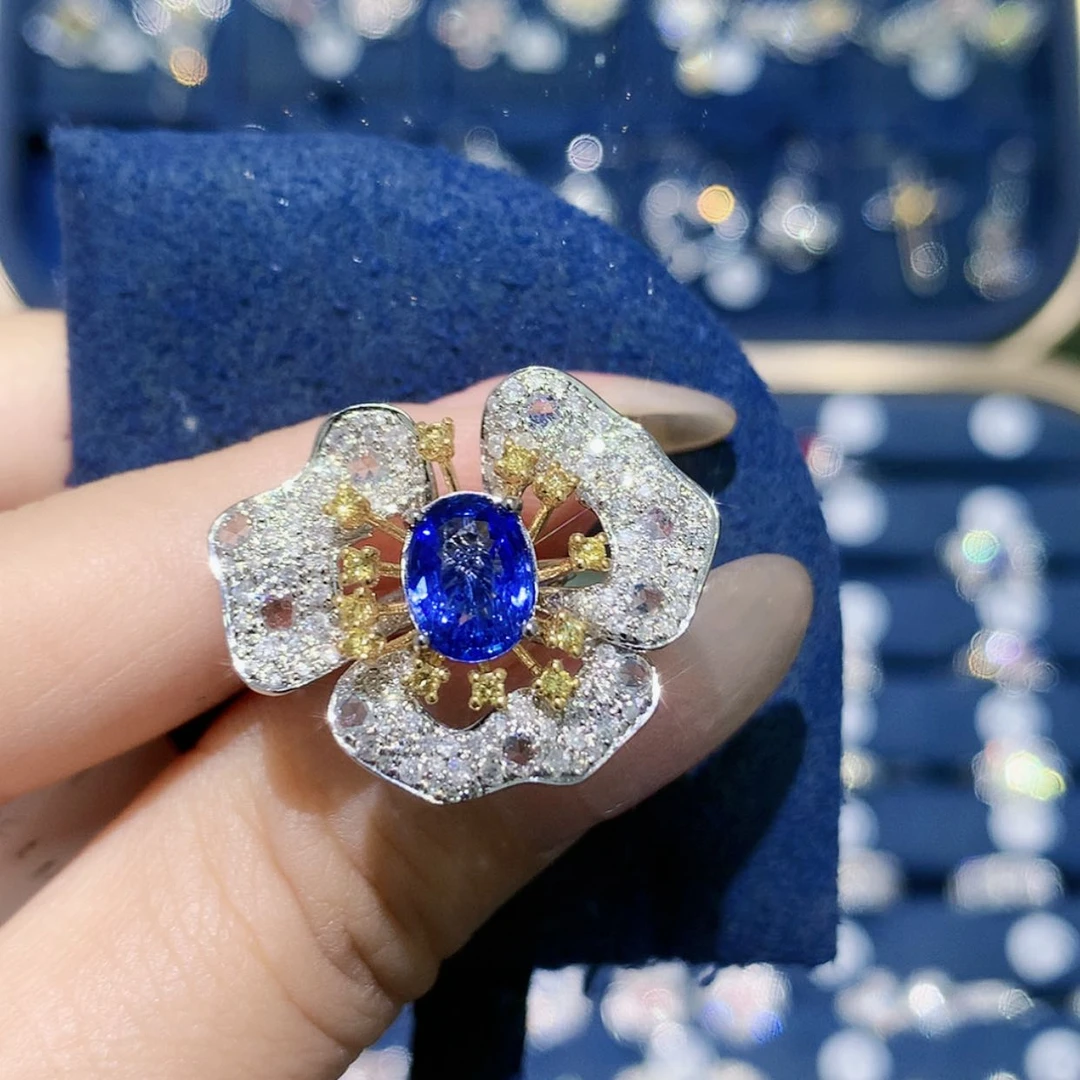 【闪购商品】戒指蓝宝石18K金镶嵌水*儿