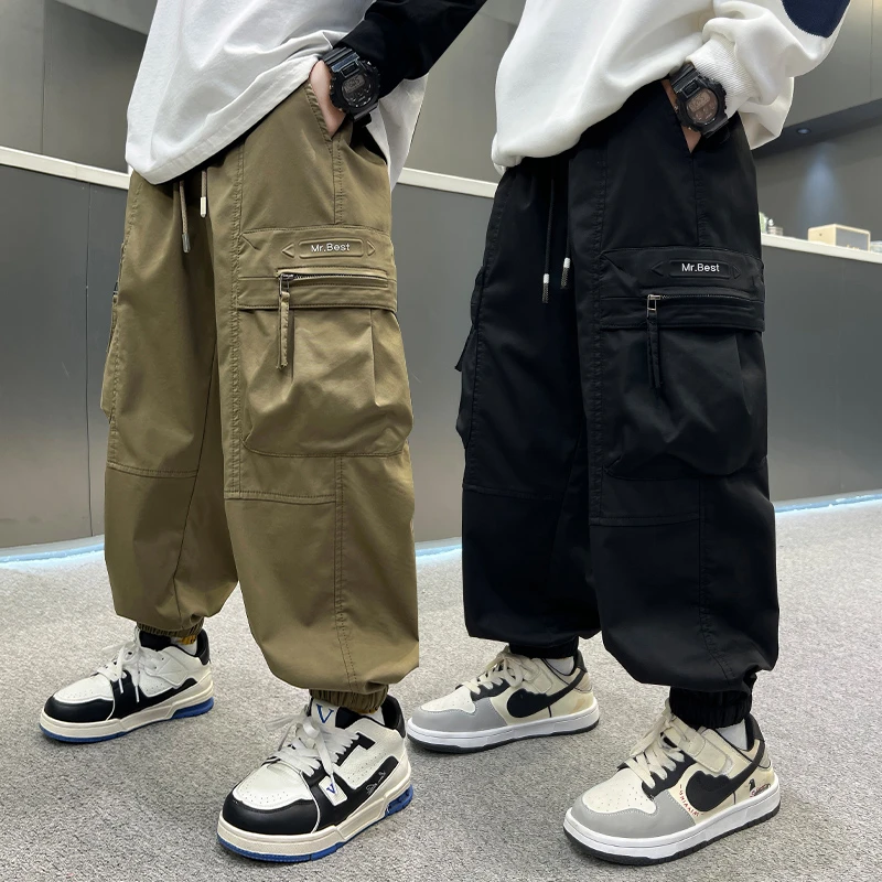 男童工装裤春秋宽松2025中大童休闲韩版长裤儿童秋季裤子洋气潮流