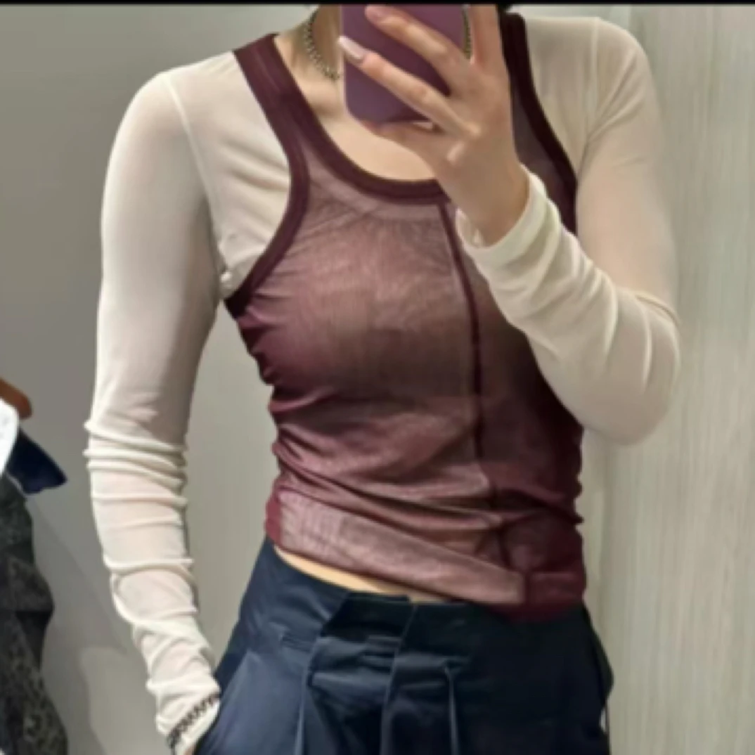 【VIINS】SOI U领撞色微透叠穿两件套背心+T恤女 上衣2835