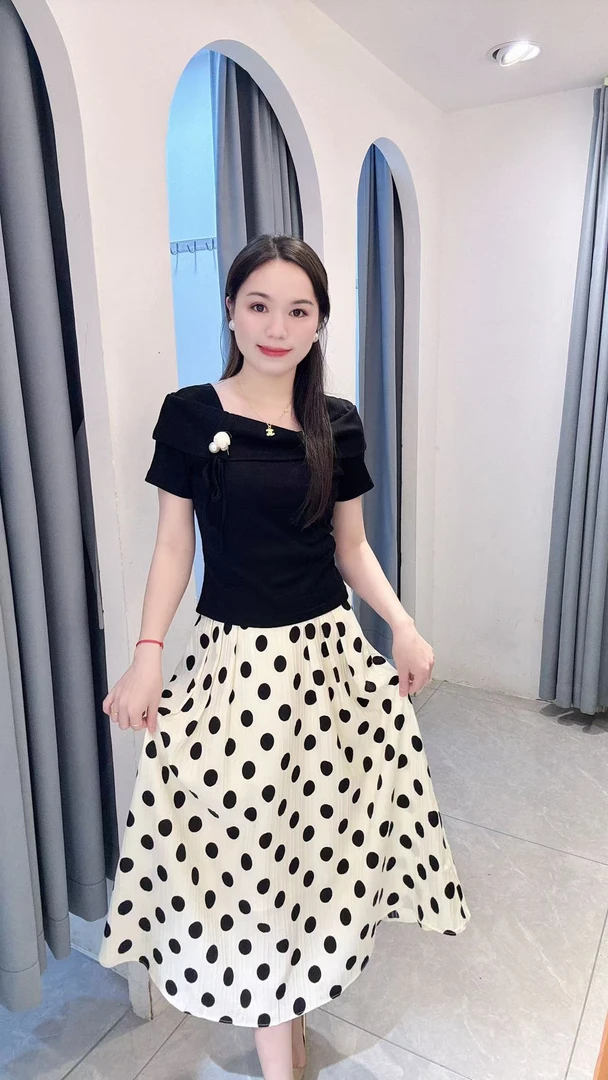 丹妮丝时尚套装显瘦减龄洋气短袖半身裙两件套套装