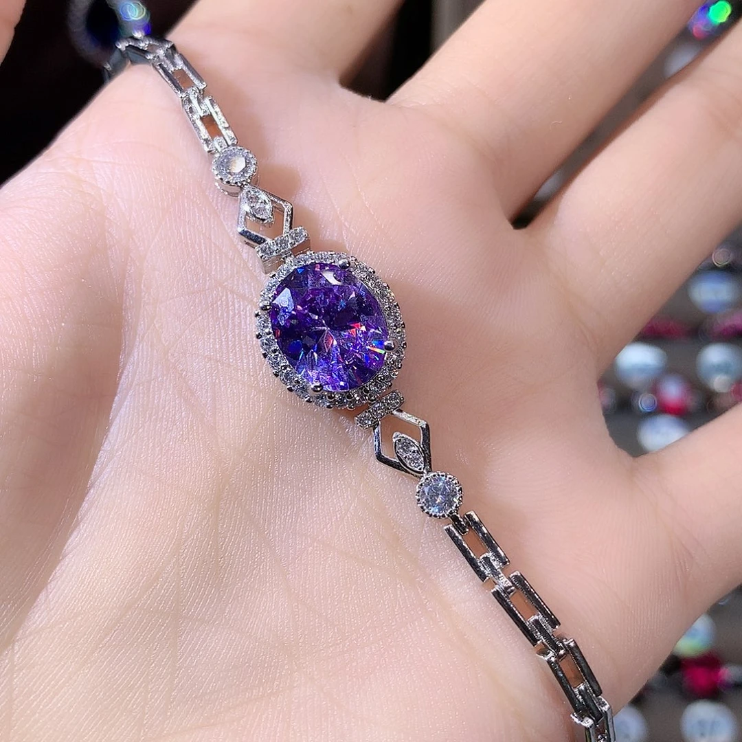 无925银浅紫罗兰色手链