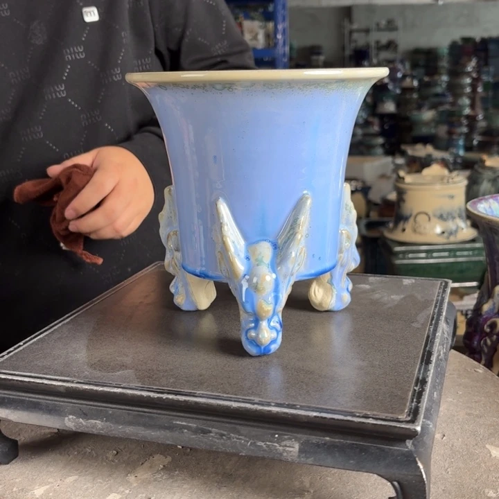 。一风堂石湾花盆 打磨痕迹 内15*15