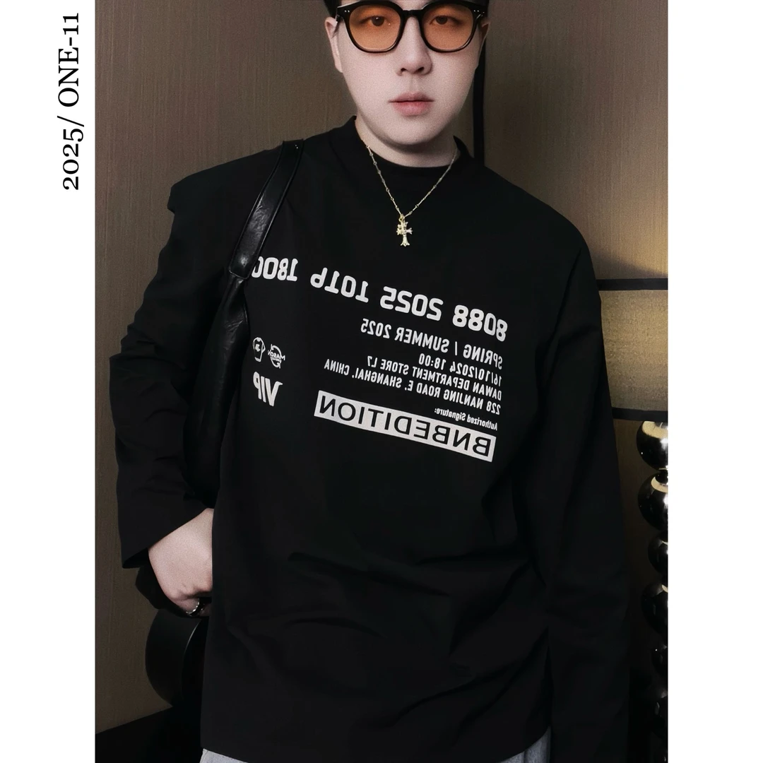 断码清仓   薄款宽松版型潮牌印短袖长袖潮流百搭休闲体恤T恤