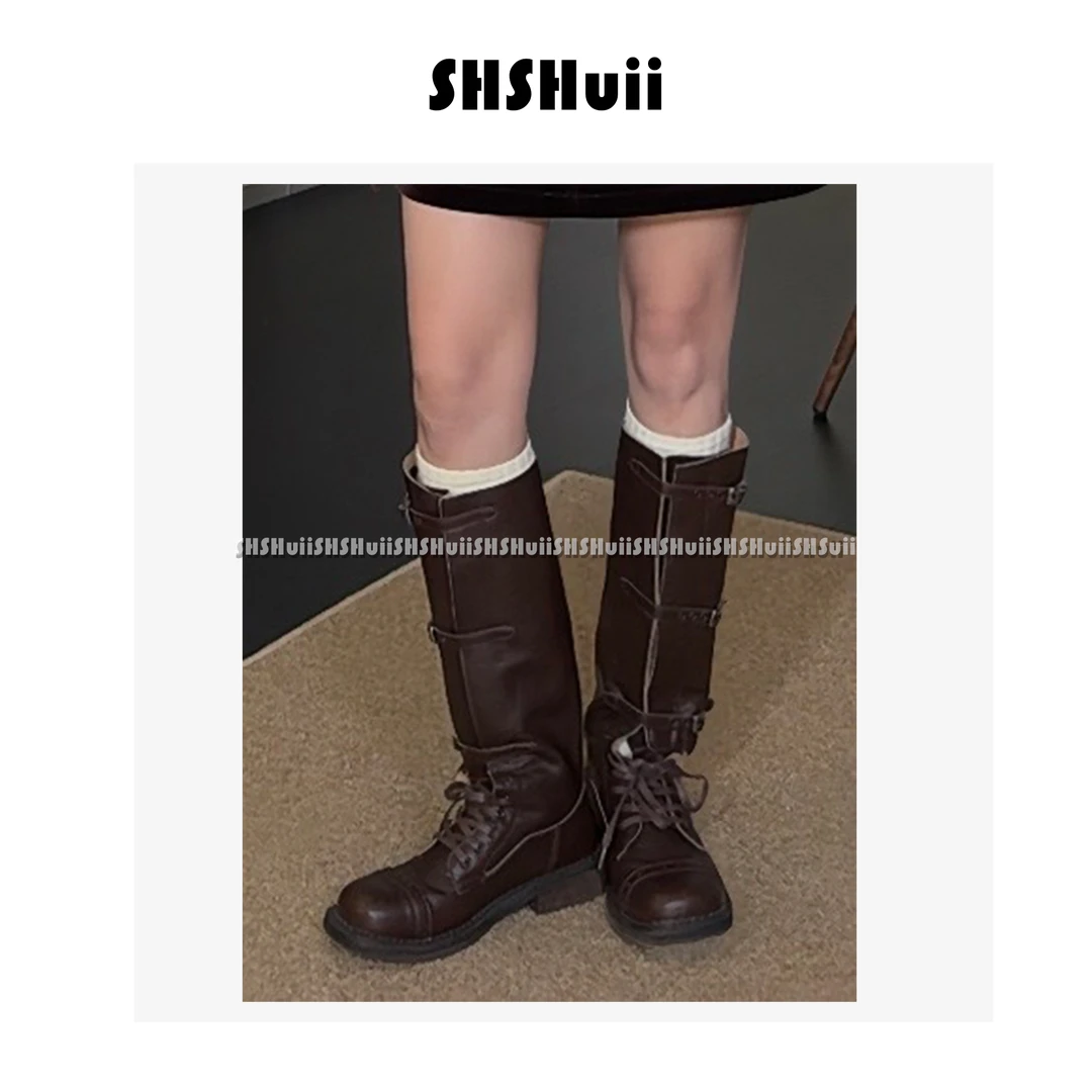 IN.SHuii【蝶骨曼影】复古厚底高桶不过膝擦色马丁靴