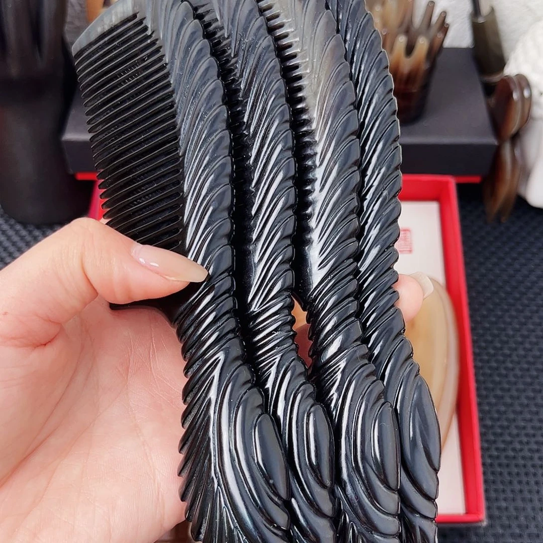 纯手工制作纯牛角梳子