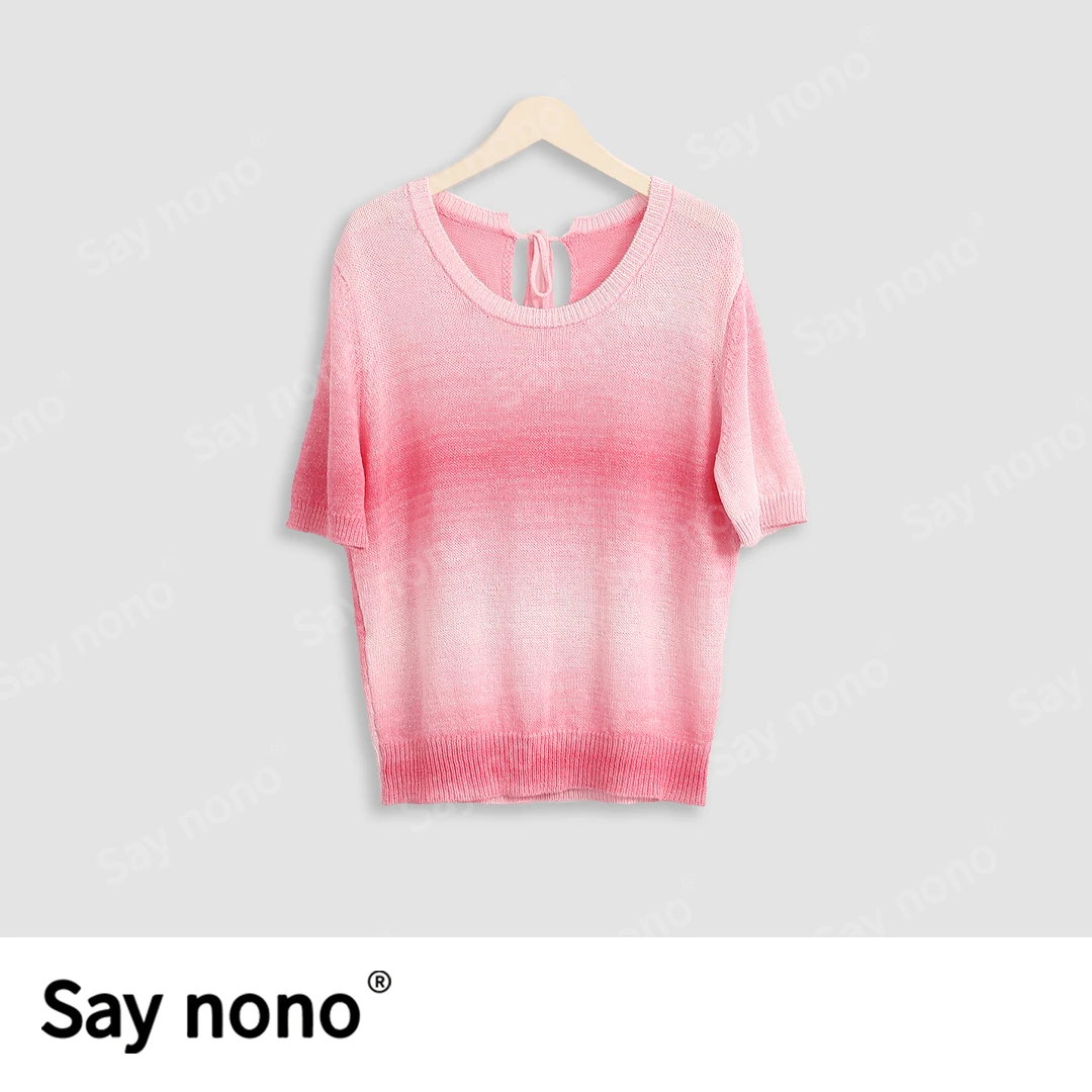 懒猫nono│Saynono 段染系带短袖上衣/SY88601