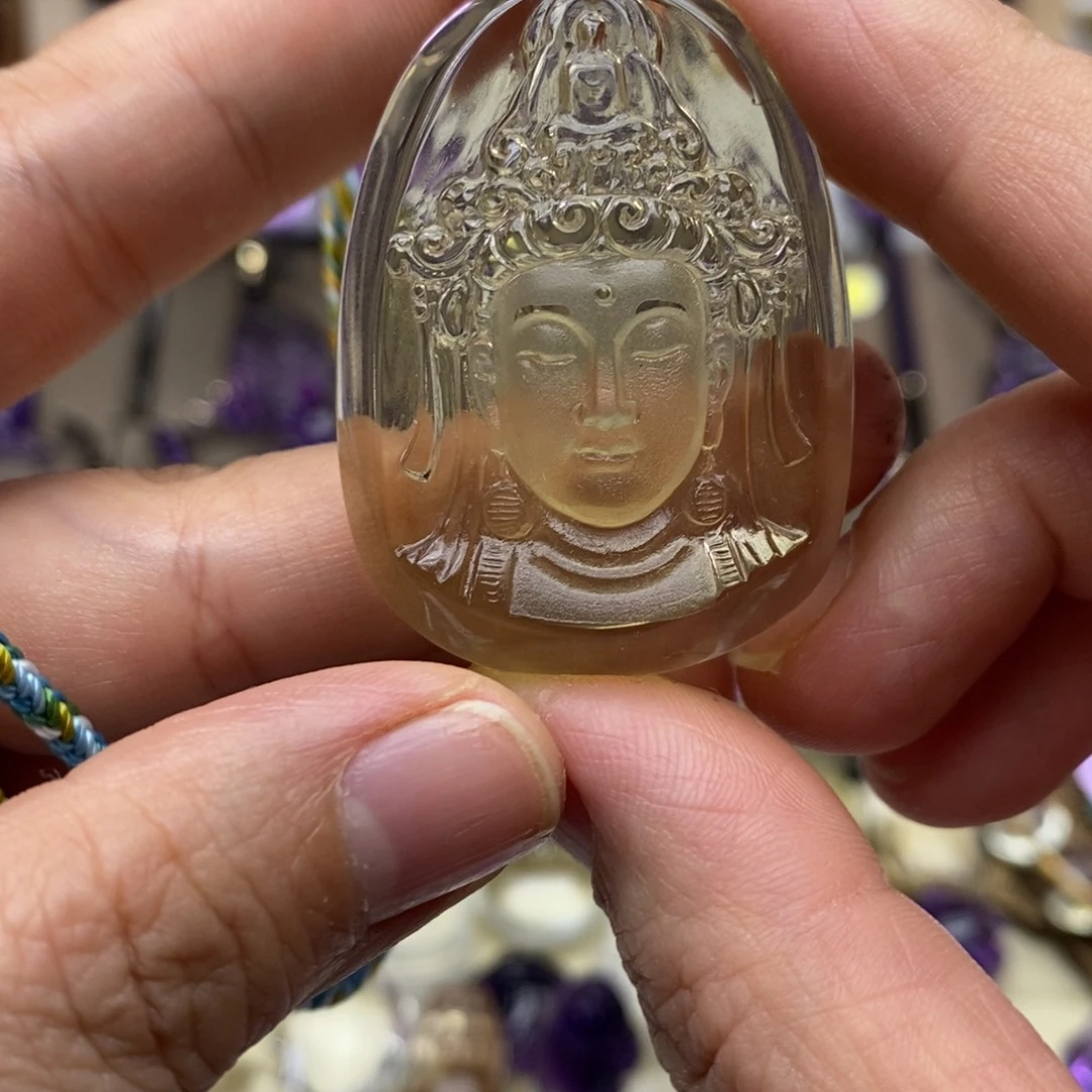 吊坠(赠链)黄晶未镶嵌黄水晶观音吊坠