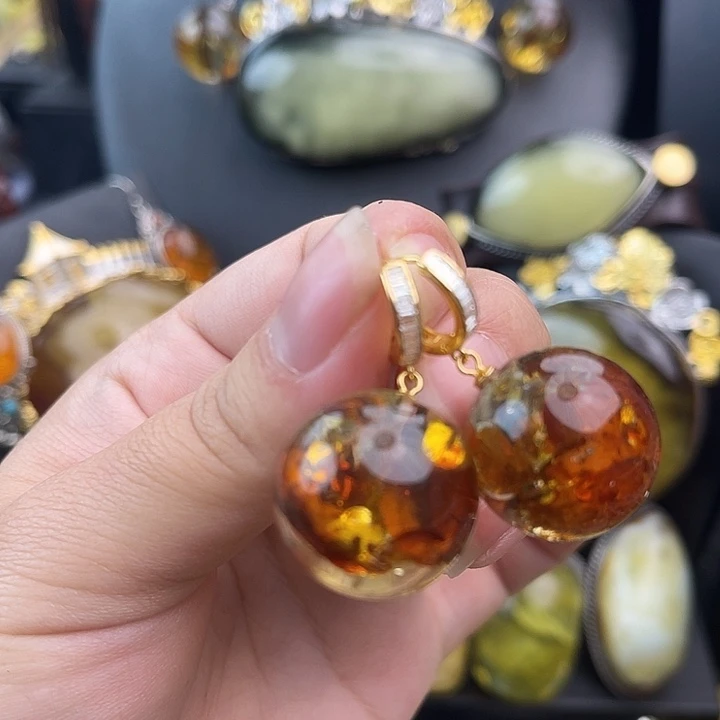 琥珀银S925镶嵌裸石