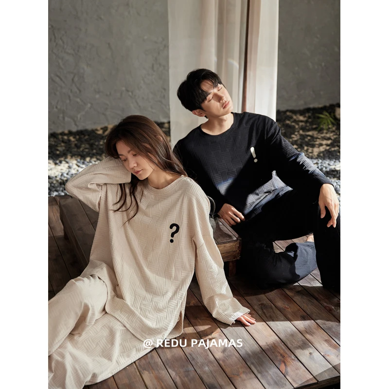 【超柔软】热妒情侣睡衣女春秋季带胸垫高级感男士可外穿家居服套装