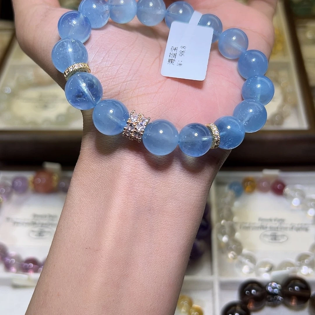 水晶手链未镶嵌是**呀海蓝宝11.7m