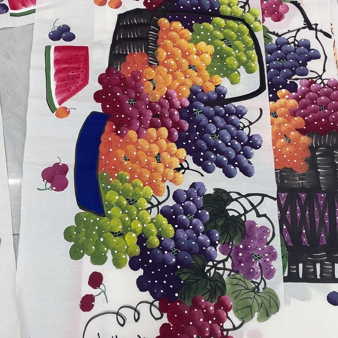 国画国画作品原稿三尺横幅葡萄