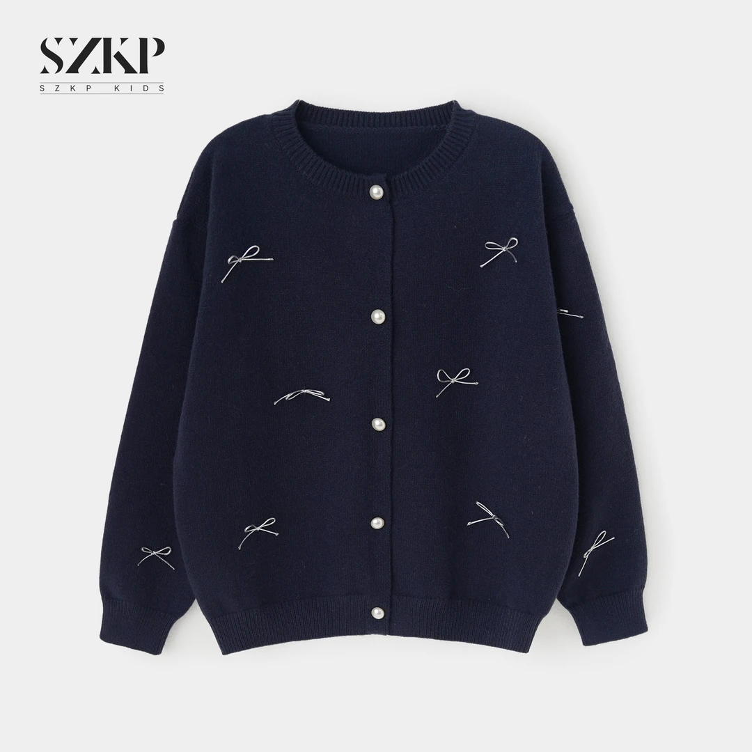 SZKP冬季新款女童休闲外套中大童时尚洋气儿童开衫毛衣MFYD555630