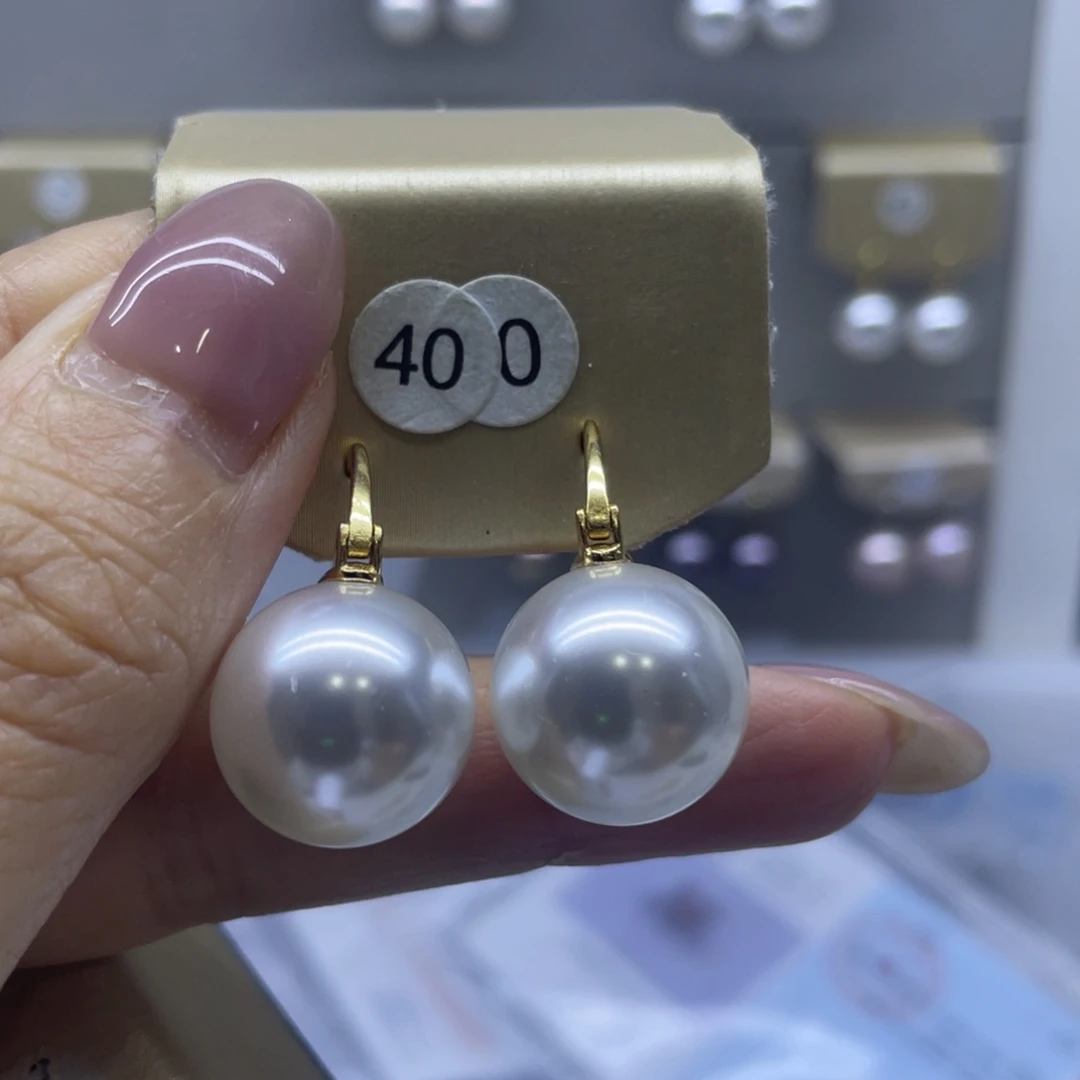 淡水珍珠银S925镶嵌耳饰