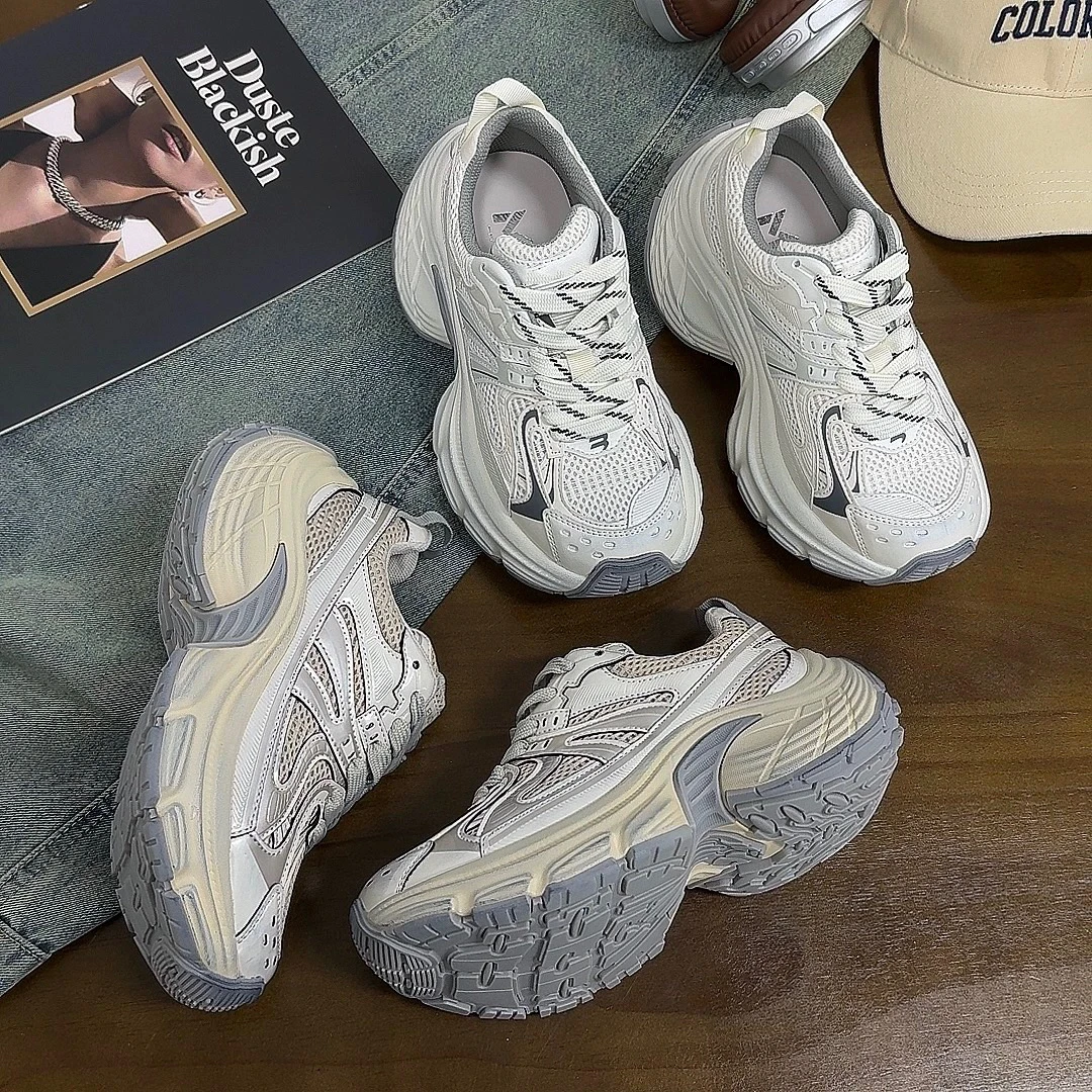 2516真皮厚底做旧擦色老爹鞋25春新品网面透气休闲鞋增高擦色