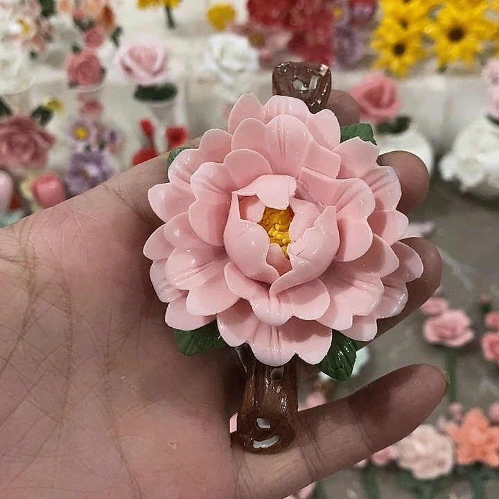 瓷片纯手工陶瓷花摆件瑕