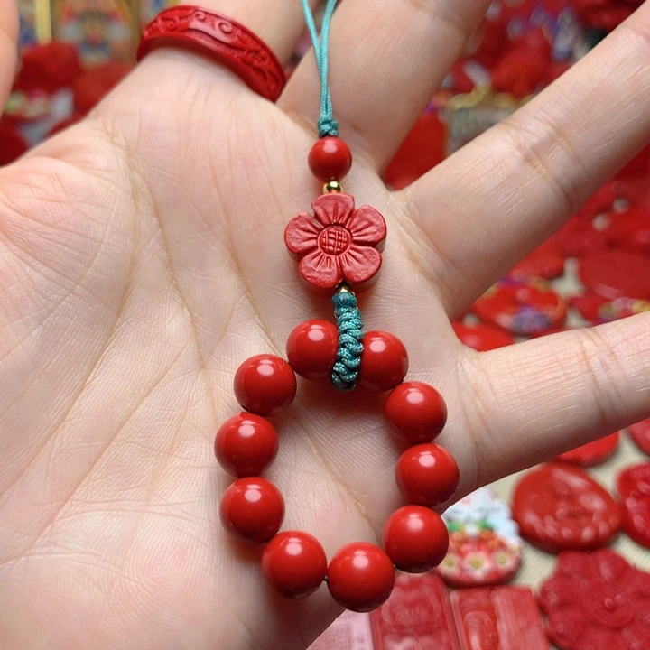 天然辰砂工艺品朱砂手机坠