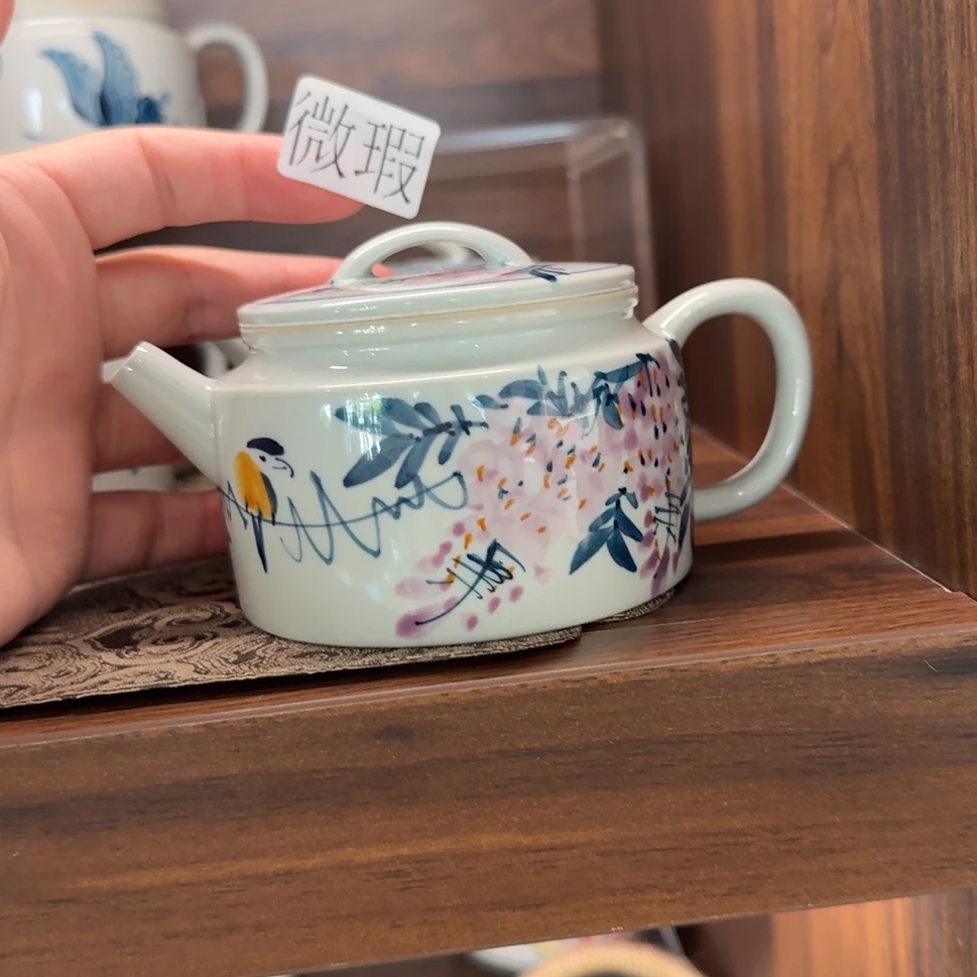 釉下手绘茶具微瑕