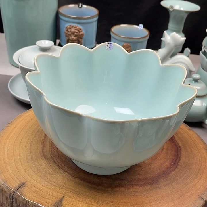 陶摆件莲花碗微瑕88888