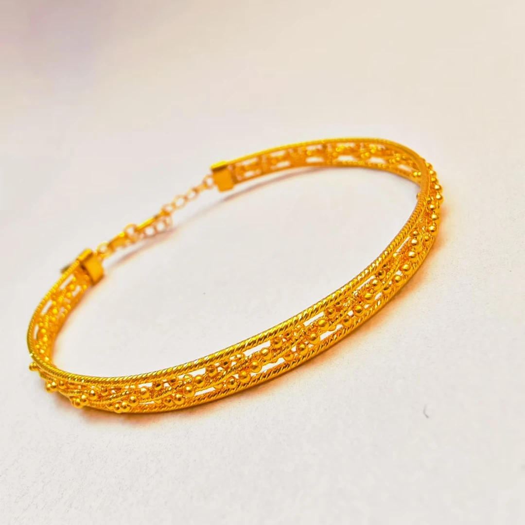 170#足金999 黄金金豆豆麻花手镯