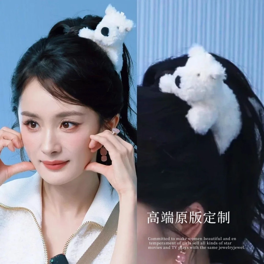 杨幂同款西高地小狗发夹女毛绒卡通软萌侧边夹顶夹发饰2025年新款