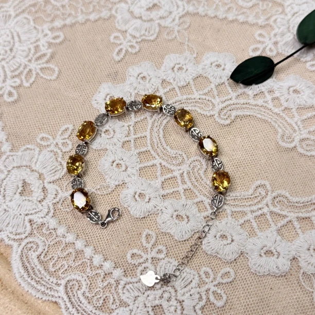 【六六中古】孤品精美黄水晶手链as1645手围16.5以内