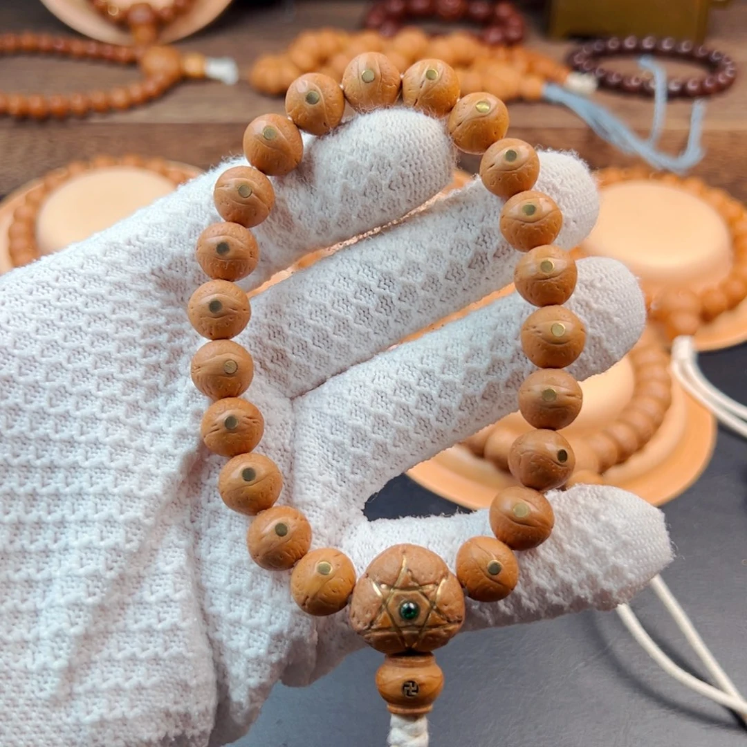手串凤眼菩提11.5mm铜钉镶嵌